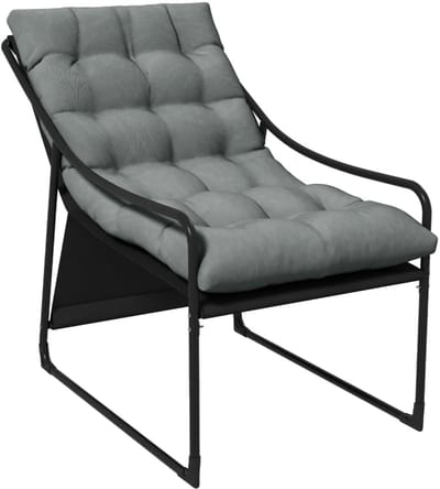 Ligstoel - Ligbed met Dikke Kussen - Tuinstoel - Strandstoel - Campingligstoel - tot 120 kg - Zonnebed - Relaxstoel voor Tuin, Terras, Zwembad & Balkon - Grijs + Zwart