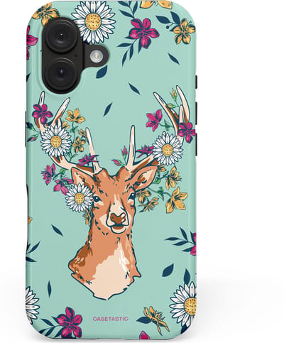 Casetastic hoesje geschikt voor Apple iPhone 16 - MagSafe - Dubbellaagse bescherming - Gewei bloesem - Fashion Case - Mintgroen Zilver Petrol Taupe