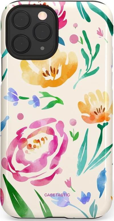 Casetastic hoesje geschikt voor Apple iPhone 11 Pro - Dubbellaagse bescherming - Aquarel serenade - Fashion Case - Wit Mintgroen Crème Lichtroze