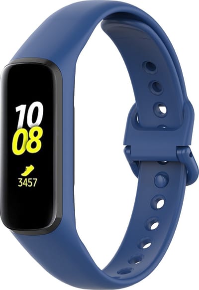 By Qubix - smartwatch bandje - Compatible Samsung bandje - Siliconen bandje - Donkerblauw - Geschikt voor Samsung Galaxy Fit 2