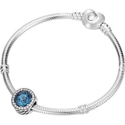 S925 Sterling Zilveren Armband Hart van de Oceaan Kattenoog Kralenarmband voor Dames 17cm