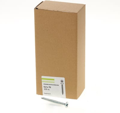 Hoenderdaal Spaanplaatschroef verzinkt platverzonken kop PZ3 voldraad 6.0X70 (per 100 stuks)