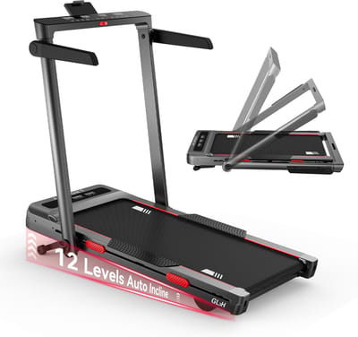 JASPORT GL3H 2-in-1 Loopband en Wandelband voor Thuis – Inklapbaar, 1–14 km/u, Elektrische Helling tot 12%, Dual LED, Bluetooth, Max. 100 kg