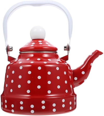 longziming -Emaille Theeketel - Geëmailleerde Waterkoker - Kookgerei - Gelijkmatige Warmteverdeling - Geïsoleerd Handvat - Emaille Op Staal - Retro Vintage Design - Geschikt Voor Alle Kooktoestellen - 1 Stuk