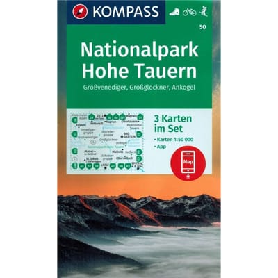Hoge Tauern 1:50.000. Grossglockner, Grossvenediger, Ankogel. Set van 3 Toeristische Kaarten 50. Wyd. 2023. Kompas