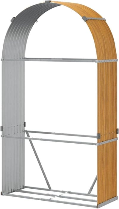 Haardhoutrek - Houtopslagrek Brandhout - Droog Hout Opslaan - Weerbestendig Verzinkt Staal - 120 x 45 x 210 cm - Houtlook