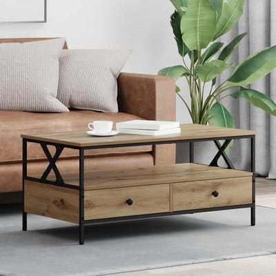 vidaXL - Salontafel - artisanaal - eikenkleurig - 100 - x - 51 - x - 45 - cm