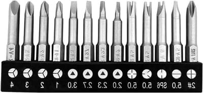 13-delige magnetische schroevendraaier bitset met speciale vormen voor elektrische gereedschappen - Phillips, sleuf, Y-vorm, driehoek en meer, 1/4 inch hex shank