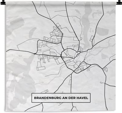 Wandkleed - Wanddoek - Brandenburg an der Havel - Kaart - Plattegrond - Stadskaart - 180x180 cm - Wandtapijt