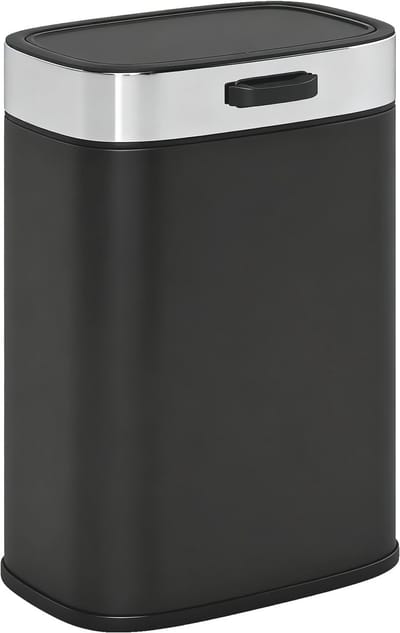 HOMCOM Vuilnisbak Roestvrij staal, Kunststof 21,5L x 19,5B x 30H cm Zwart