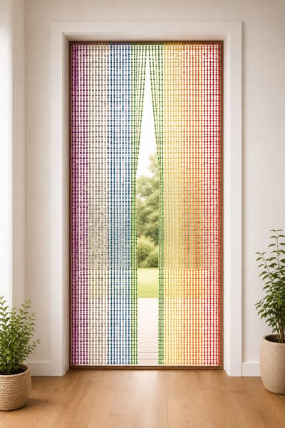 Dutchers® Vliegengordijn Acryl 90x200 cm – Multicolor – Kleurig Deurgordijn voor Insecten – Vliegenhor - Sierlijke linten - Hordeur Versiering – Lintengordijn & Bevestigingsmateriaal – Voor Binnendeur, Balkondeur & Tuindeur