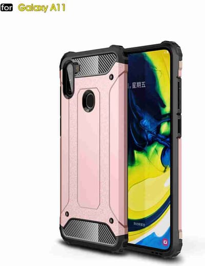 Armor Hybrid Geschikt Voor Samsung Galaxy A11 Hoesje - Rose Goud