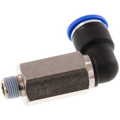 10mm x R1/8'' 90 graden L-verbinding Messing/PA 66 Insteekfitting Buitendraad Lange Huls Draaibaar NBR [2 Stuks]