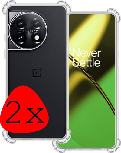 Hoesje 2 Stuks - Geschikt voor OnePlus 11 - Sterk & Shockproof - Siliconen Case - Back Cover - Telefoon Hoes Shock Proof - Transparant