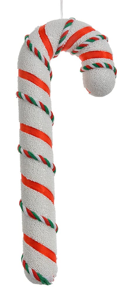 Clayre & Eef Kersthanger Zuurstok 10x3x26 cm Wit Kunststof
