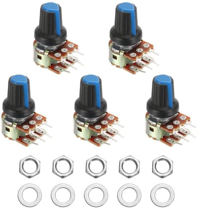 Potentiometer Set - Draaibare Weerstand - Volumeregeling Aanpassen - Dubbelkanaals Instelling - B10K Ohm - Blauw