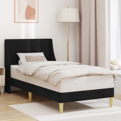 vidaXL - Bedframe - Effen - met - hoofdeinde - Zwart - 90 - x - 200 - cm - Stof