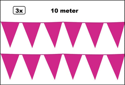 3x Vlaggenlijn pink 10 meter - vlaglijn festival feest party verjaardag thema feest kleur
