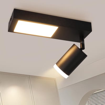 Glitzerlife - Led-Opbouwspot- 3000 K 10 W - GU10 Moderne wandlamp, voor keuken, slaapkamer - rechthoekig - Zwart