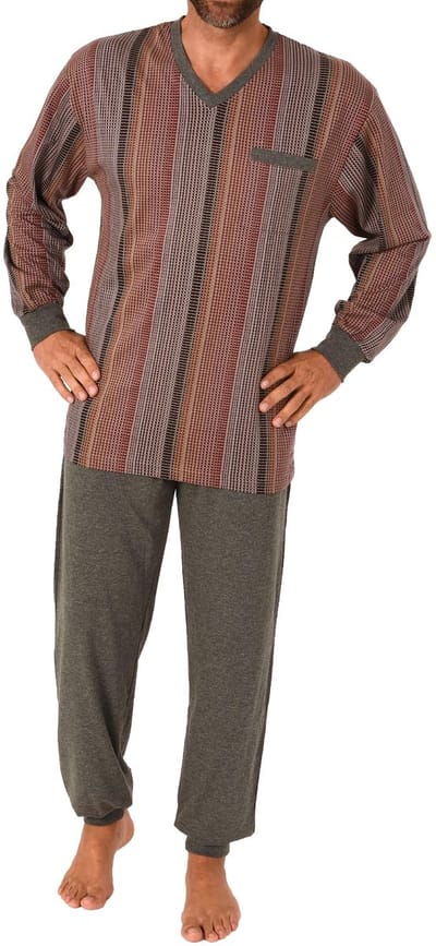 Heren elegante pyjama met lange mouwen en manchet Streep look - 212 101 90 454