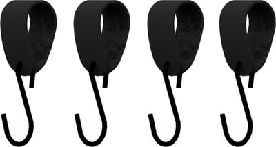 S-haakje Zwart + leren hanger: ZWART - Maat S - set van 4 (S-haakjes - kapstokhaakje - handdoekhaakje - kapstokhaak - ophanghaken - S-haken )