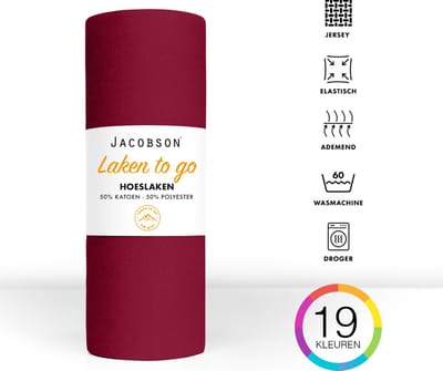 Jacobson - Hoeslaken - 90x200cm - Jersey Katoen - tot 25cm matrasdikte - Wijnrood