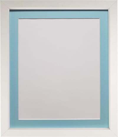Witte Fotolijst met Blauwe Passe-Partout voor A4 Foto of 14x11 Inch Afbeelding