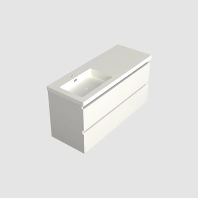 Dutchline Badmeubel Onderkast Links - Glans Wit - 120x46cm - 2 Lades - 1 Uitsparing