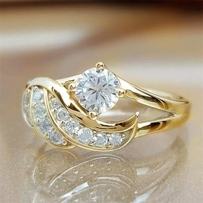 Mode Trendy Engelenvleugels Ingelegd Kristal Vrouwen Ringen Luxe Strass Verlovingsring Vrouwen Mode Sieraden Accessoires 6 white