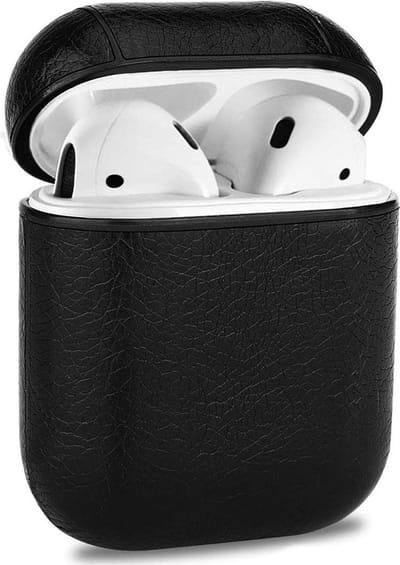 hoesje Geschikt voor: Airpods 2 | Airpods 1 cover case - leer - AirPods case - Zwart