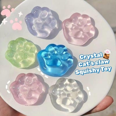1 STKS Kawaii Kattenpoot Plakkerig Knijpspeeltje Zacht Realistisch Jelly Glitters Kattenklauw Squishy Stressverlichters Speelgoed Kinderen Volwassenen Unieke Cadeaus blue
