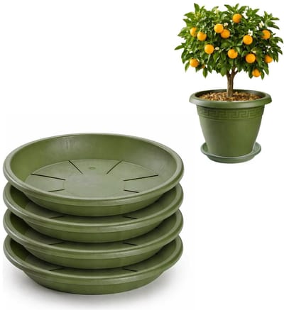 Plasticforte plantenpot onder schotel / opvang schaal - 3x - groen - dia 45 cm - Kunststof - voor een pot met dia 55/60 cm