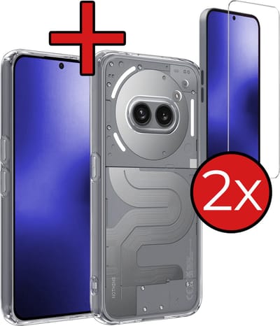 Hoesje - Met 2x Screenprotector - Geschikt voor Nothing Phone (2a) - Sterk & Shockproof - Telefoon Hoes - Back Cover - Siliconen Case - Telefoonhoes - Transparant