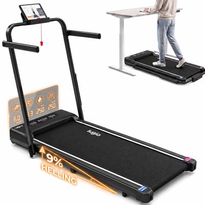 Lugia Fit Pro Loopband 1-12 km/u - Walking Pad met 9° Helling - Inklapbaar - LED Display - Afstandsbediening - 5-Laagse Schokdemping - Voor Thuis & Kantoor