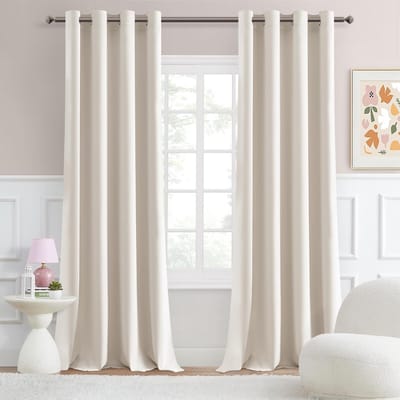 Unyqoos® Geraffineerde Lichtbeige Semi-Verduisteringsgordijnen voor Slaapkamer en Woonkamer, Set van 2, 245 cm Lang