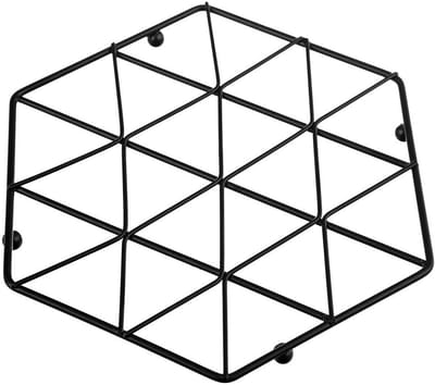 Orion Serie - Metalen Onderzetter - Zwart - Zeshoekig - 22,5 cm