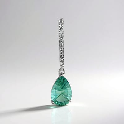 Cavill - 925 Sterling Zilver Hanger - Groene Fluoriet 3,16ct - 13 Tanzaniaanse Zirkon - Elegant, Tijdloos Sieraad