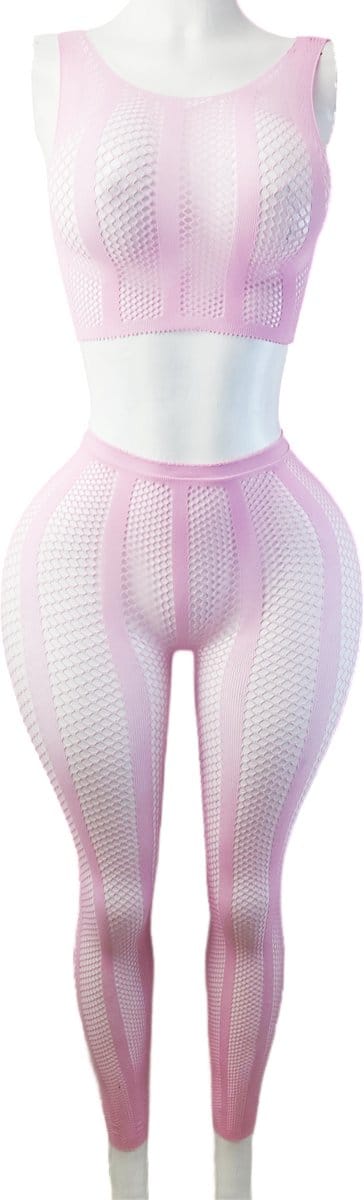 BamBella ® - Panty pak -Onesize - body suite set - Dames - Onesize - Erotische jumpsuit van kant erotische lingerie roze broek