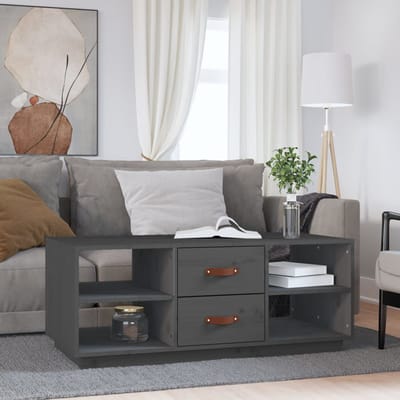 vidaXL - Salontafel - 100x50x41 - cm - massief - grenenhout - grijs