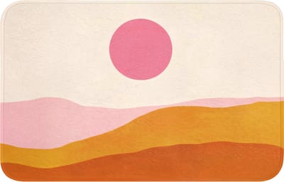 WC mat 80x50 cm - Antislip - Zon - Heuvels - Abstract - Roze - Toiletmat - Vloermat - Douchemat - Toilet tapijt - Toiletmatten