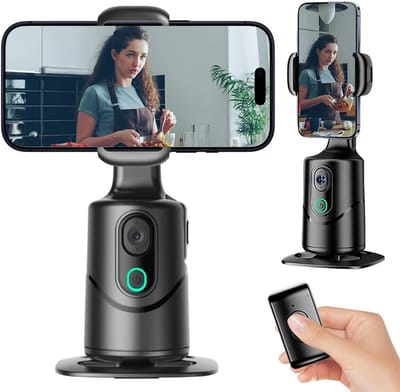 SnelShoppen - Car Face Tracking Telefoonhouder met 360° Rotatie, Slimme Smartphone Camera Stand met Afstandsbediening en Gebarenbesturing voor Vlog/Ti