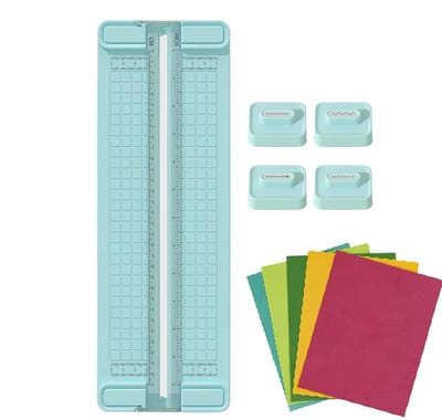 Papier Snijder - Papier Hakker Trimmer - Kaarten Maken - Antislip Tweerichtings Systeem - 36.5 x 12.3 cm - Blauw