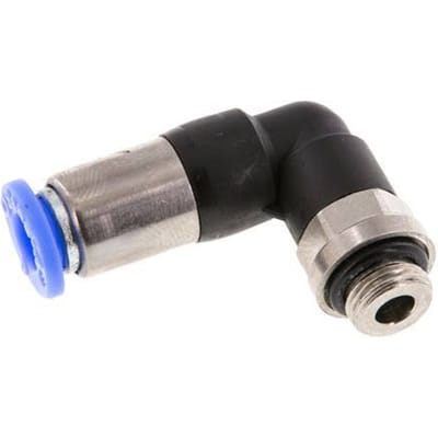 6mm & G1/8'' Zelfsluitende L-insteekkoppeling Vernikkeld messing/PBT buitendraad 0-10 bar [2 Stuks]
