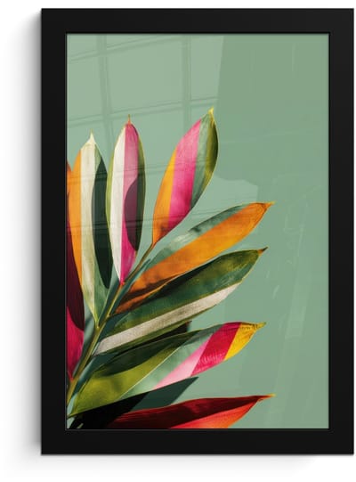 Poster in lijst - Fotolijst 20x30 cm - Posters - Bladeren - Tak - Kleurrijk - Posterlijst zwart - Decoratie - Wanddecoratie woonkamer - Muurdecoratie slaapkamer