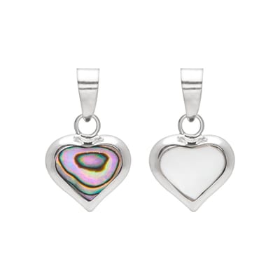 WeLoveSilver - zilveren hanger - hartvormig - abalone steen - parelmoer