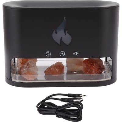 250ml Vlam Luchtbevochtiger Diffuser 7 Kleuren Vlam Aromatherapie Diffuser voor Thuisgebruik Kantoorgebruik L(for 6.5-9kg) black