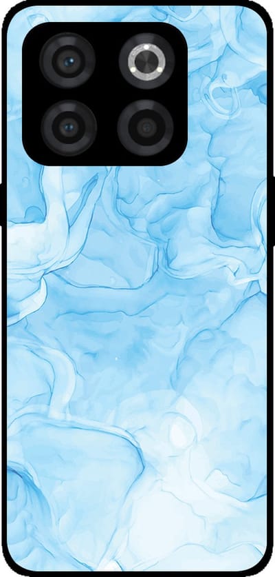 Smartphonica Telefoonhoesje Geschikt voor OnePlus 10T met marmer opdruk - TPU backcover case marble design - Lichtblauw geschikt voor OnePlus 10T