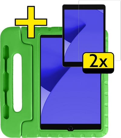 Hoes - Geschikt voor Apple iPad 7/8 (2019/2020) - 10.2 inch - 7e/8e Generatie - Met 2x Screenprotector - Kinderhoes Shockproof Bumper - Kidsproof Case - Tablet Hoesje - Kinder Cover - Groen