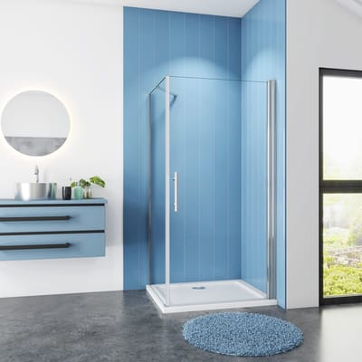 Serie Holly - Douchecabine Vierkant - 90x90 - Draaideur Met Vaste Wand - Chroom Profiel - Antikalk - 6mm Helder Veiligheidsglas
