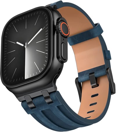 Strap-it Luxury Leather Band Donkerblauw – stijlvol premium leren bandje – geschikt voor Apple Watch 6/7/8/9/10/11/SE/Ultra (2/3) (44/45/46/49mm)
